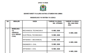 MABADILIKO ya Ratiba ya Usaili wa TAA, GST, MOI, CBE na IAE