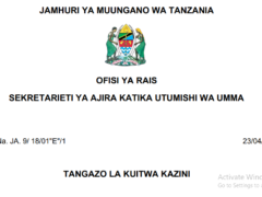MAJINA ya Walioitwa Kazini UTUMISHI 23/04/2026