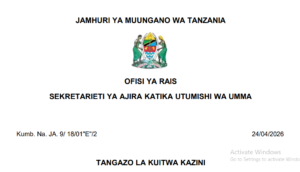 MAJINA ya Walioitwa Kazini UTUMISHI 24/04/2026