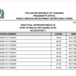 MATOKEO ya Usaili wa Vitendo Ulioyofanyika Tarehe 19/05/2026