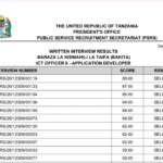 MATOKEO ya Usaili wa Kuandika Uliofanyika 23-24/05/2026