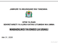 MABADILIKO ya Eneo la Usaili wa Vitendo Benki Kuu ya Tanzania (BOT)