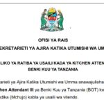MABADILIKO ya Ratiba ya Usaili Kada ya Kitchen Attendant III-Benki Kuu Ya Tanzania