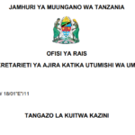 MAJINA ya Walioitwa Kazini UTUMISHI 06/05/2026