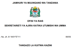 MAJINA ya Walioitwa Kazini UTUMISHI 06/05/2026