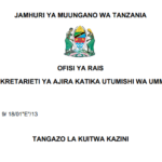 MAJINA ya Walioitwa Kazini UTUMISHI 12/05/2026