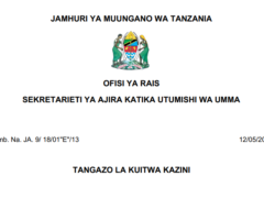 MAJINA ya Walioitwa Kazini UTUMISHI 12/05/2026