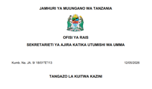MAJINA ya Walioitwa Kazini UTUMISHI 12/05/2026