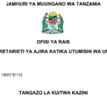 MAJINA ya Walioitwa Kazini UTUMISHI 08/05/2026