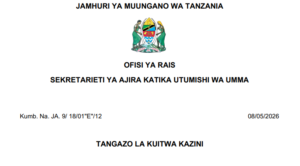 MAJINA ya Walioitwa Kazini UTUMISHI 08/05/2026