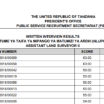MATOKEO Ya Usaili Wa Kuandika Uliofanyika Tarehe 16/05/2026