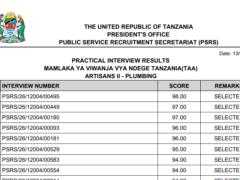 MATOKEO ya Usaili Wa Vitendo Uliofanyika Tarehe 13/05/2026