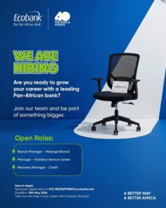 NAFASI Za Kazi Ecobank Tanzania Limited