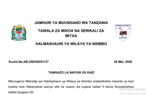 NAFASI za Kazi Nsimbo District Council