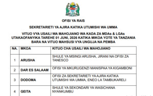 VITUO vya Usaili wa Mahojiano wa Kada za MDAs & LGAs Utakaofanyika Tarehe 01 Juni 2026