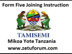 TAMISEMI: Form Five Joining Instruction 2025/2026 (Shule Zote)