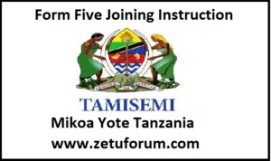 Form Five Joining Instruction