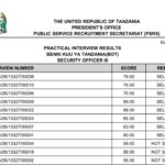 MATOKEO ya Usaili wa Vitendo Ulioyofanyika 02/06/2026