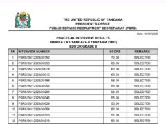MATOKEO ya Usaili wa Vitendo Uliofanyika 3-4/06/2025