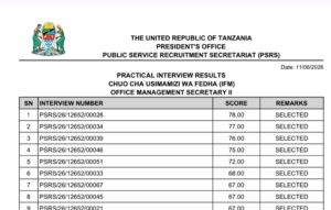 MATOKEO ya Usaili wa Vitendo Uliofanyika 11/06/2026