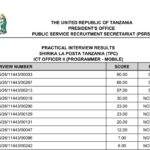 MATOKEO ya Usaili Uliofanyika Tarehe 21/06/2026