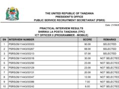 MATOKEO ya Usaili Uliofanyika Tarehe 21/06/2026