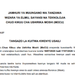 MAJINA ya Walioitwa Kwenye Usaili Chuo Kikuu cha MOCU 24/06/2026