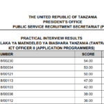 MATOKEO Ya Usaili Wa Vitendo Uliofanyika Tarehe 07-08/06/2026