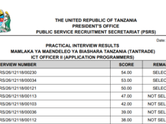 MATOKEO Ya Usaili Wa Vitendo Uliofanyika Tarehe 07-08/06/2026